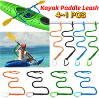 4~1PCS Kayak Paddle Leash Adjustable Stretchable Strap Prevent loss Stretchable Coiled Lanyard Leash for Canoing Fishing Boating