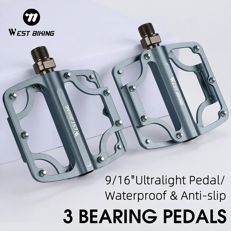 

WEST BIKING Bicycle Pedals 3 Bearing Anti-slip MTB Road Bike Pedals Aluminum Alloy Bike Pedal Flat Pedals Cycling Accessories