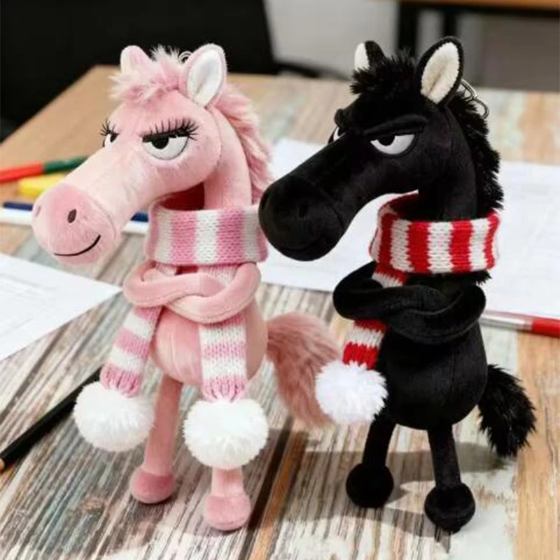 

2026 Lucky Black Horse Plush Keychain Animal Bag Charm Pendant Plush Arrogance Pony Kawaii Animal Plush Year Of The Horse Gifts