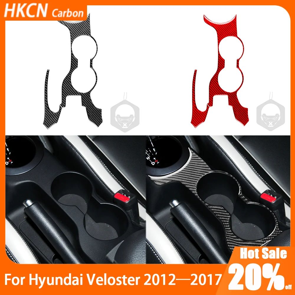 

For Hyundai Veloster 2012-2017 Carbon Fiber Center Console Cup Holder Panel Car Accessories Interior Cover Trim Sticker Decal
