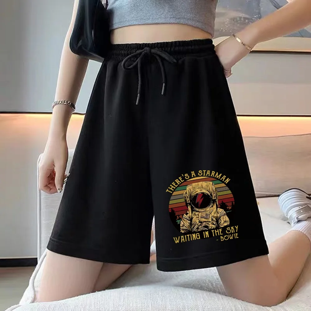 Women's Fashion Shorts Girls Harajuku Stretch Shorts Girls Pants Funny Cartoon Series Printed Simple Cropped Pants