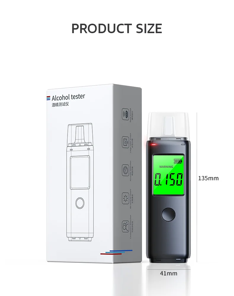 Latest Alcohol Breath Tester Manufacturer Professional Digital Rechargeable Alcohol Tester Mr. Black