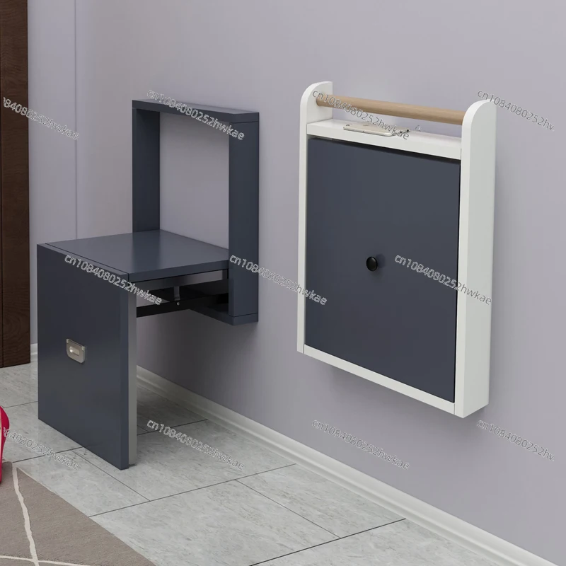 Wall-mounted Folding Shoe Small Apartment Space-saving Wall-mounted Hidden Simple Changing Stool Porch Stool