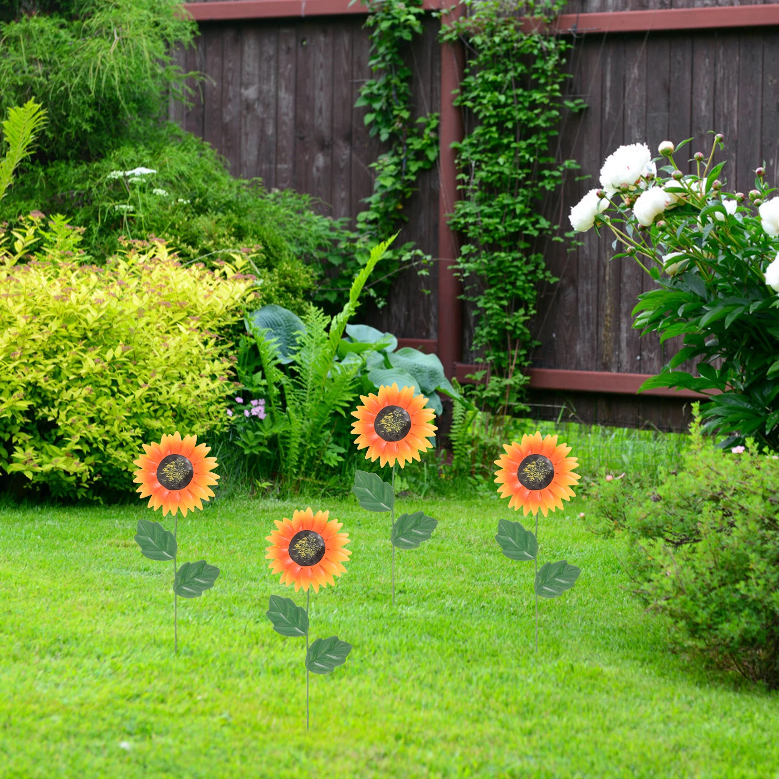 

Iron Flowers Vivid Yellow Lawn nament Outdoor Metal Garden Decor Sunflower Stake Patios Front Yard Decor Yard Art