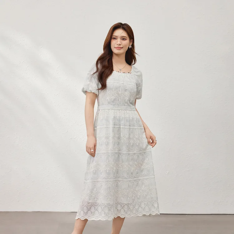 

Retro court style French elegance temperament dress large size women's clothing fat mm2025 summer new