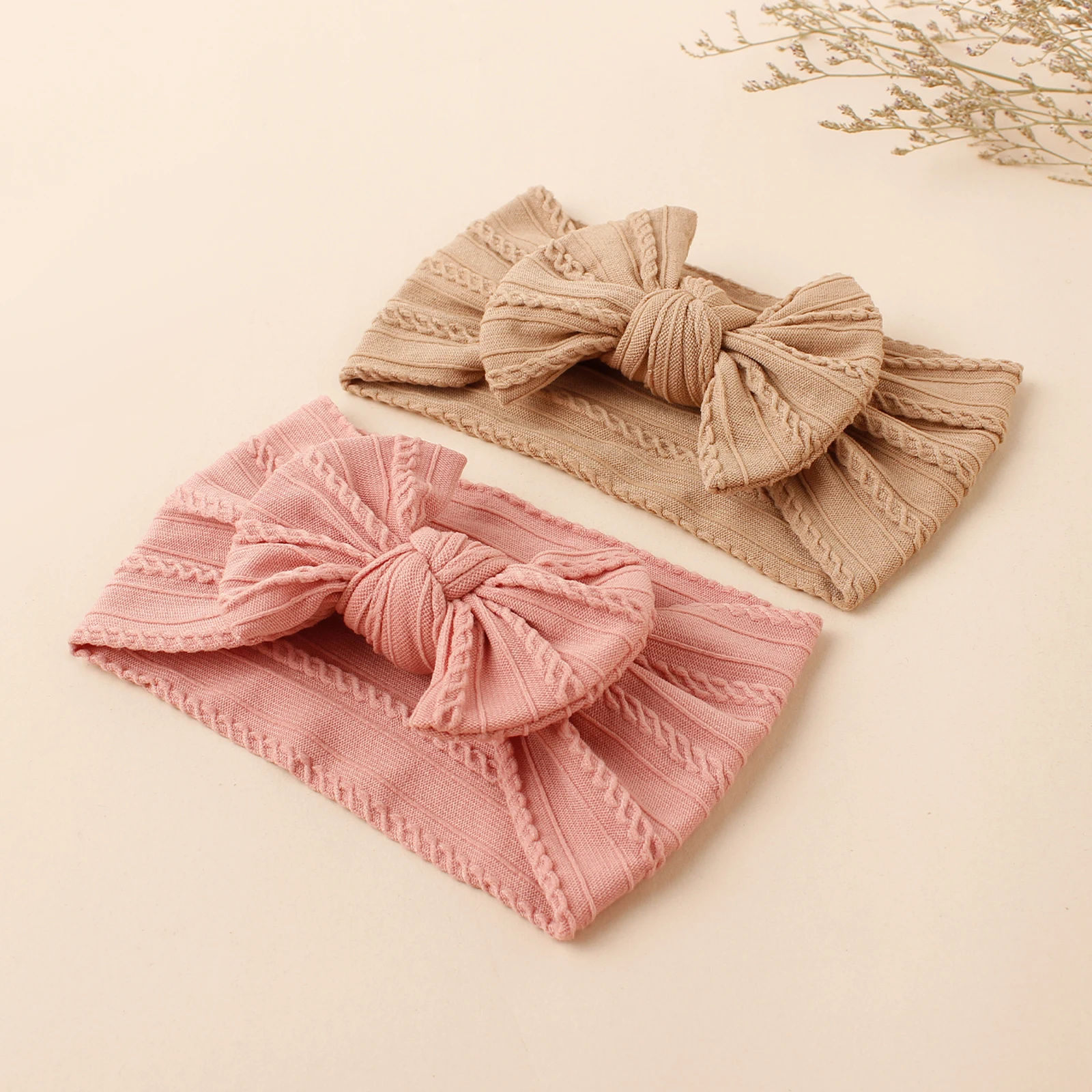 5pcs Baby Soft Handmade Bow Headband Soft Nylon Jacquard Securing Hair Band Kids Elastic Turban Girls Cute Hair Accessories