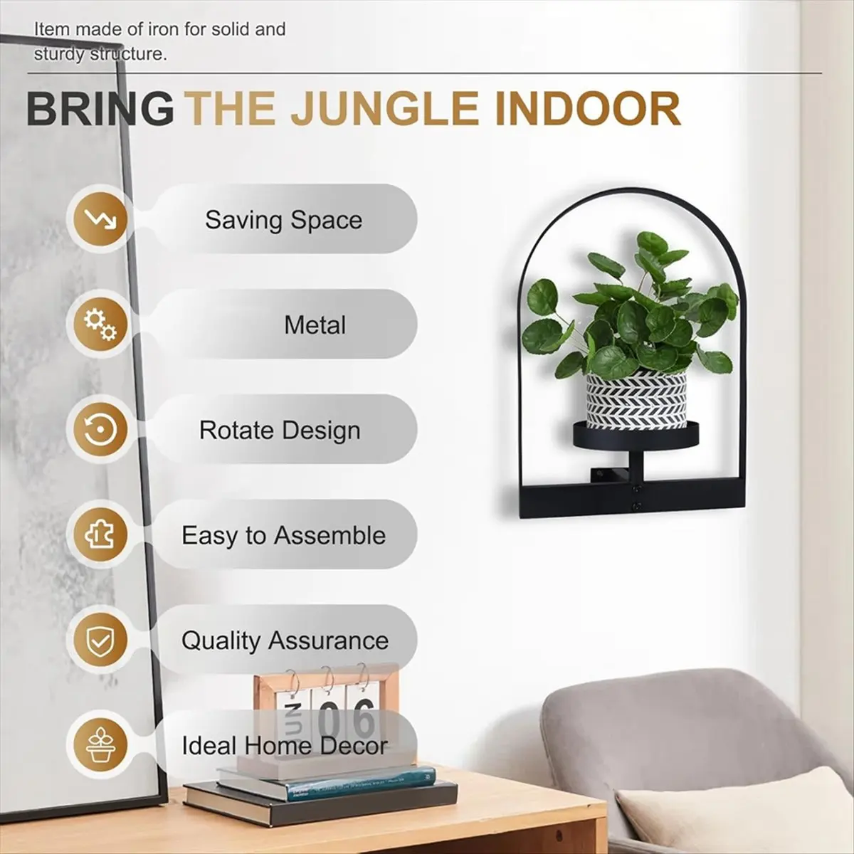 N14R Top 2Pcs Wall Plant Holder ,Wall Planter,Window Plant Shelf Picture Frame Metal Plant Holder Ease of Modern Style