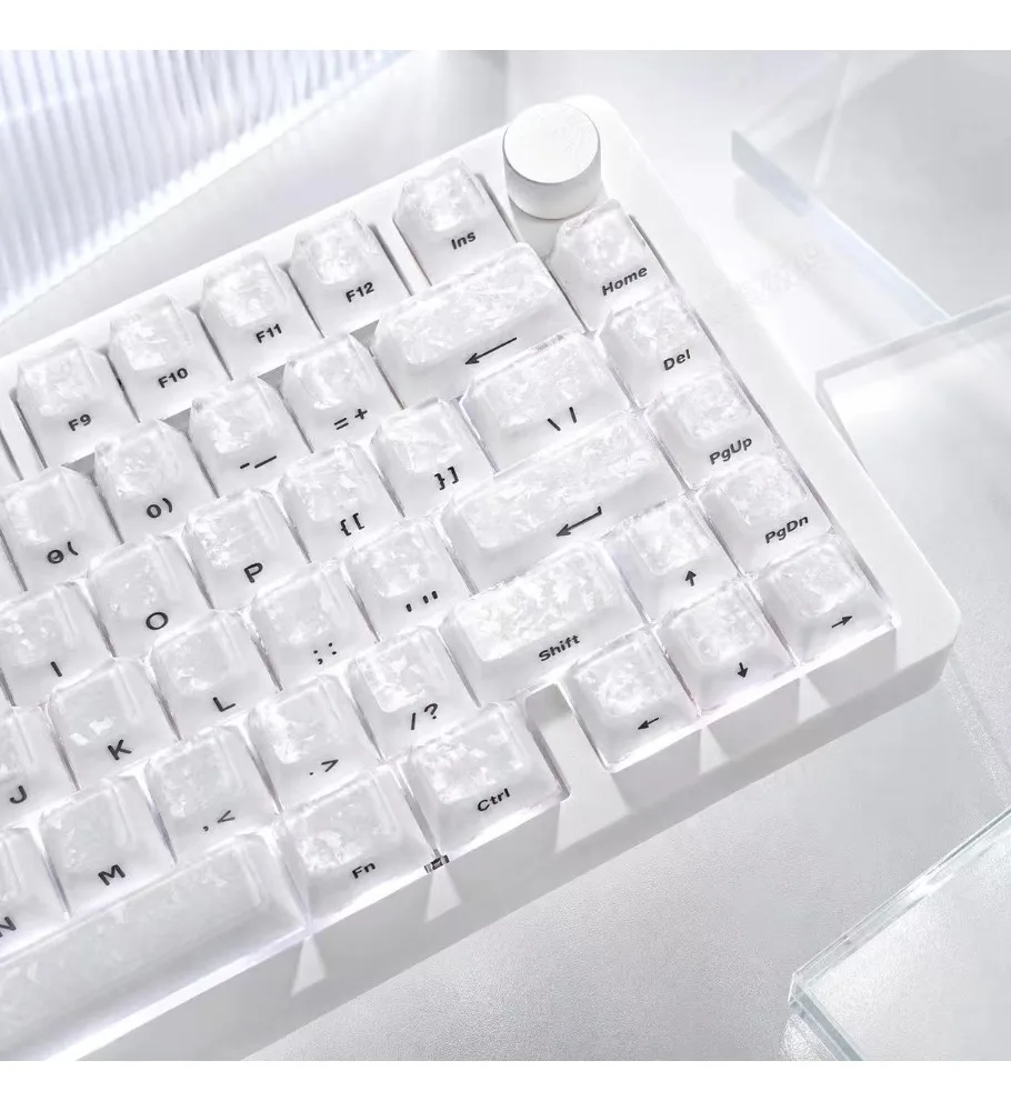 2.0 Crystal Carbon Fiber Side Engraved Transparent Keycap ABS + PC Original Height EV63/Wooting/Mega Lion