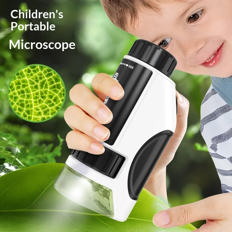 

50-300X Microscope Science Toy Kids Educational Experiment Tool with Phone Clip Portable Cell Observation for Students