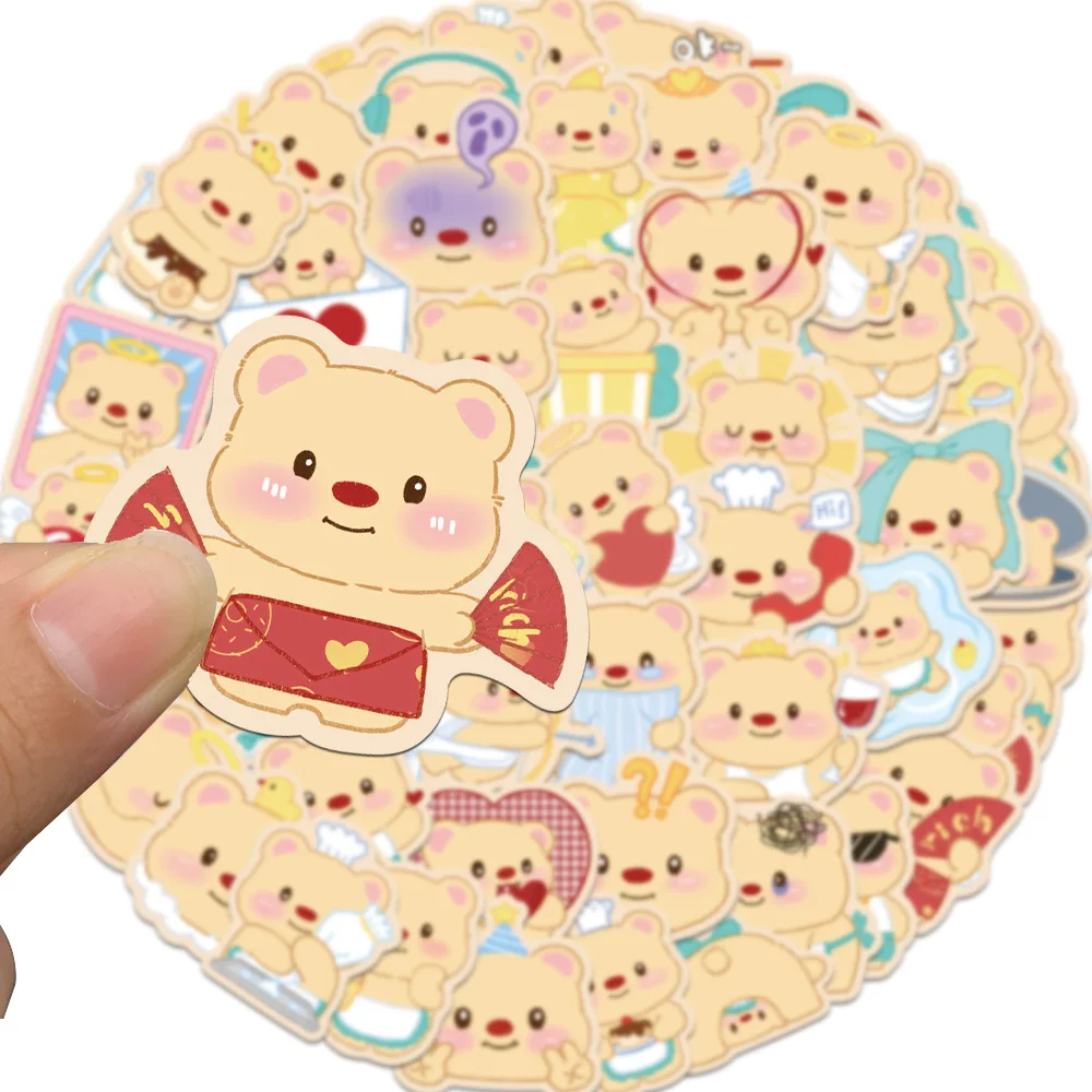 

60pcs Cartoon Cute Butter Bear Stickers For Water Bottle Skateboard Mobile Phone Laptop Computer Sticker Creative Decoration﻿ Ki