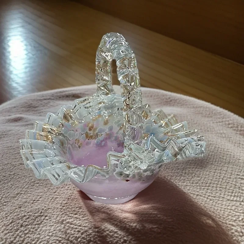 Handmade glass hand basket decorative ornament home living room art high-end storage basket