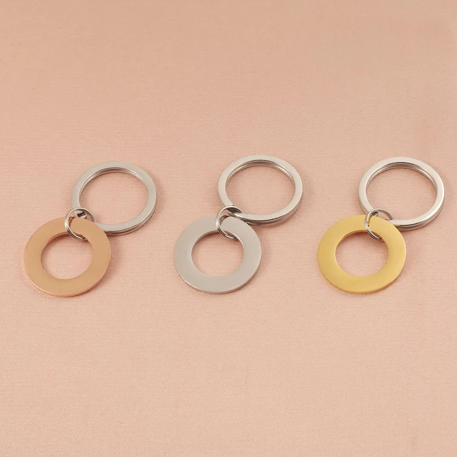 10pcs/Lot Mirror Polish Stainless Steel Hollow Round Key Chains 25mm For DIY Making Women Men Lover Jewelry Gifts