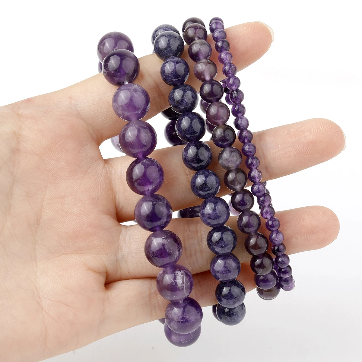 OAIITE 4/6/8/10mm Amethyst Bracelet Women Natural Crystal Beads Bracelet Prayer Meditation Jewelry Purification Energy Bracelet