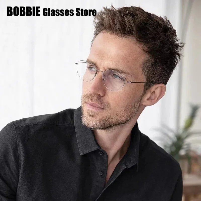 Denmark Brand Pure Titanium Glasses Frame Men Screwless Eyeglasses Light 4g Oval Round Prescription Optical Eyewear Not Fading