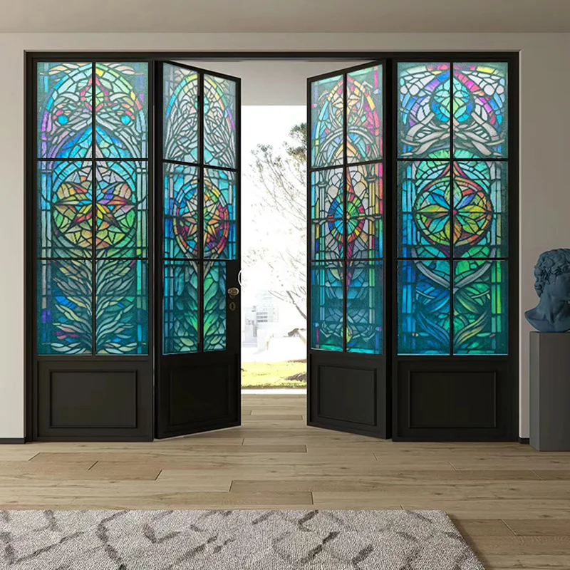 

European Stained Glass Film Western Windows Frosted Electrostatic Church Light Can Pass Through Opaque Glass Film Stained Glass