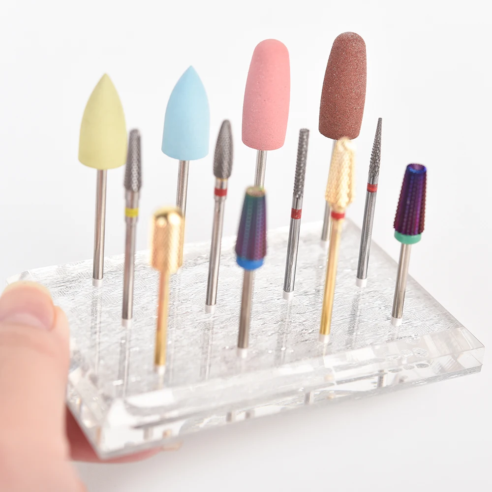 12/14/16/24/48 Holes Nail Drill Bit Storage Box Holder Pedicure File Cutter Display Stand Show Container Drill Manicure Tool