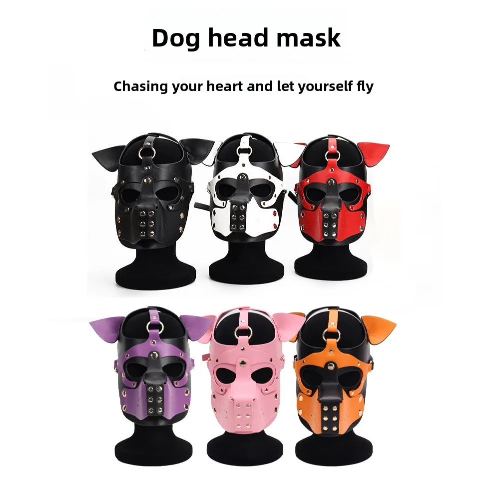Nueva máscara facial para adultos, juguetes eróticos SM, juguetes alternativos, juego de rol, flirteo, máscara de cabeza de perro, capucha transfronteriza