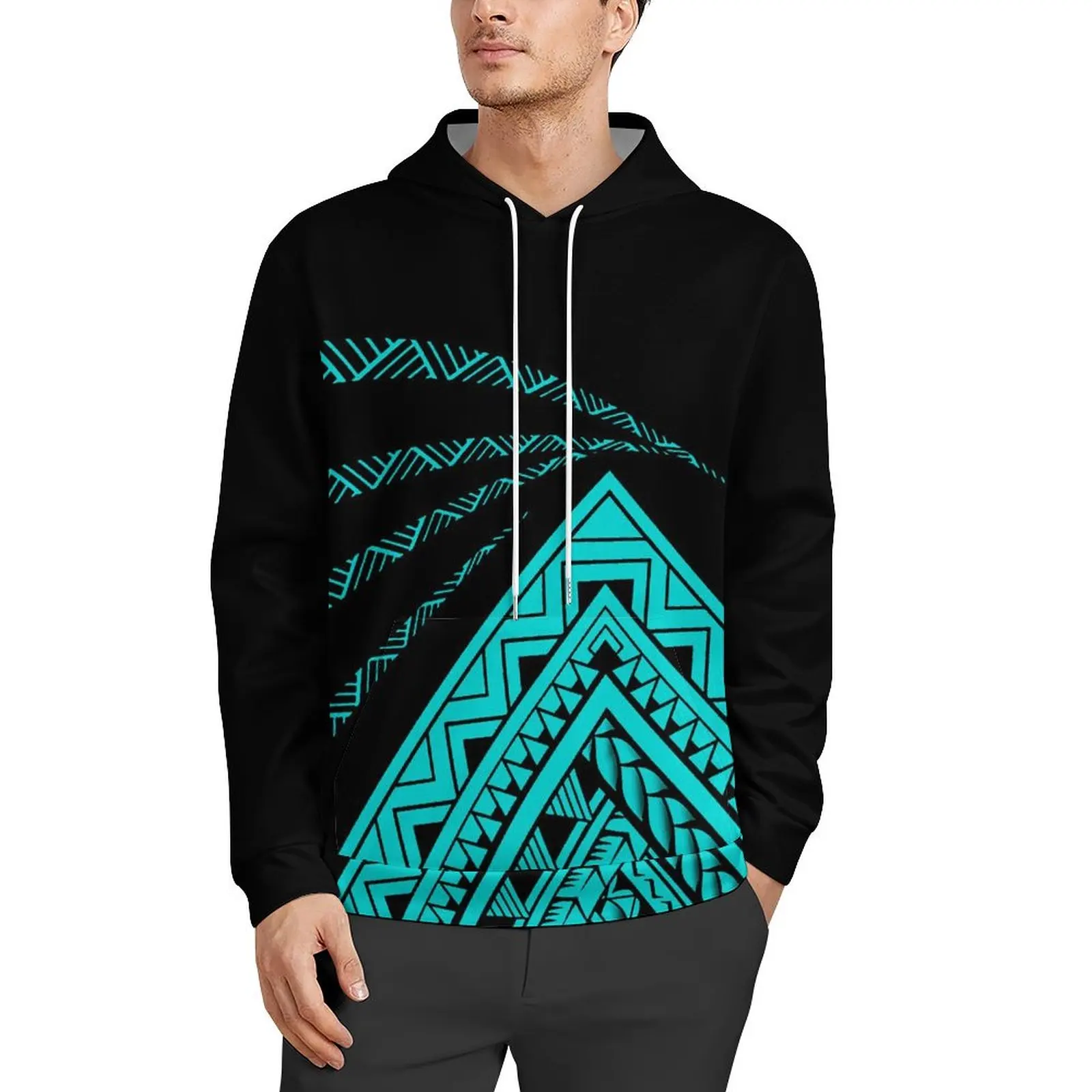 

Men Custom Hoodie Polynesia Samoa Culture Sweatshirt Polynesia Print Tribal Oversized Hoodie with Pockets