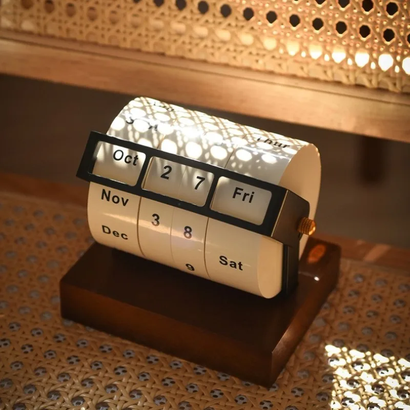 Large Rotating Perpetual Calendar Luxury Desk Calendar Ornament Creative Adjustable Date Desktop Decor