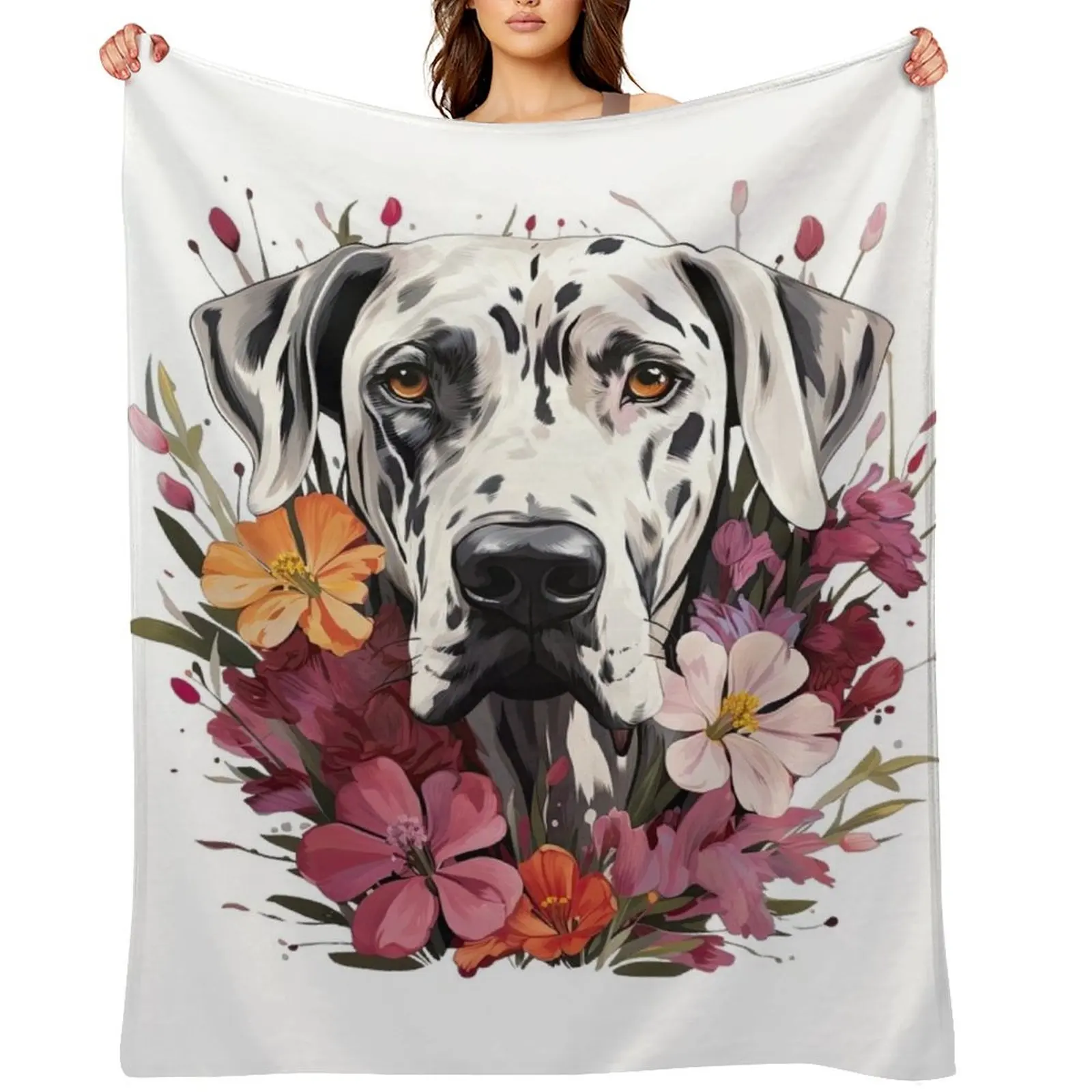 

Beautiful Harlequin Great Dane Throw Blanket Decorative Beds Luxury Brand christmas decoration Soft Blankets