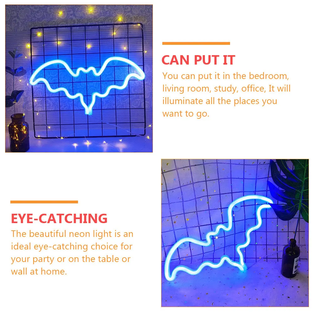 

LED Bat Light Powered Halloween Decorative Neon Sign for Bedroom Living Room Night Lamp Indoor Decorative Lamp