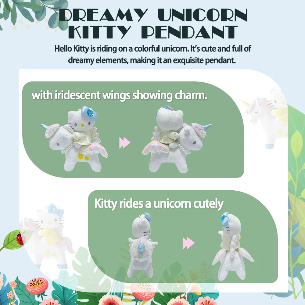 Porte-clés de dessin animé mignon Kt, poupée en peluche licorne d'équitation, décoration de sac à dos exquise, décoration suspendue exquise, cadeau de noël