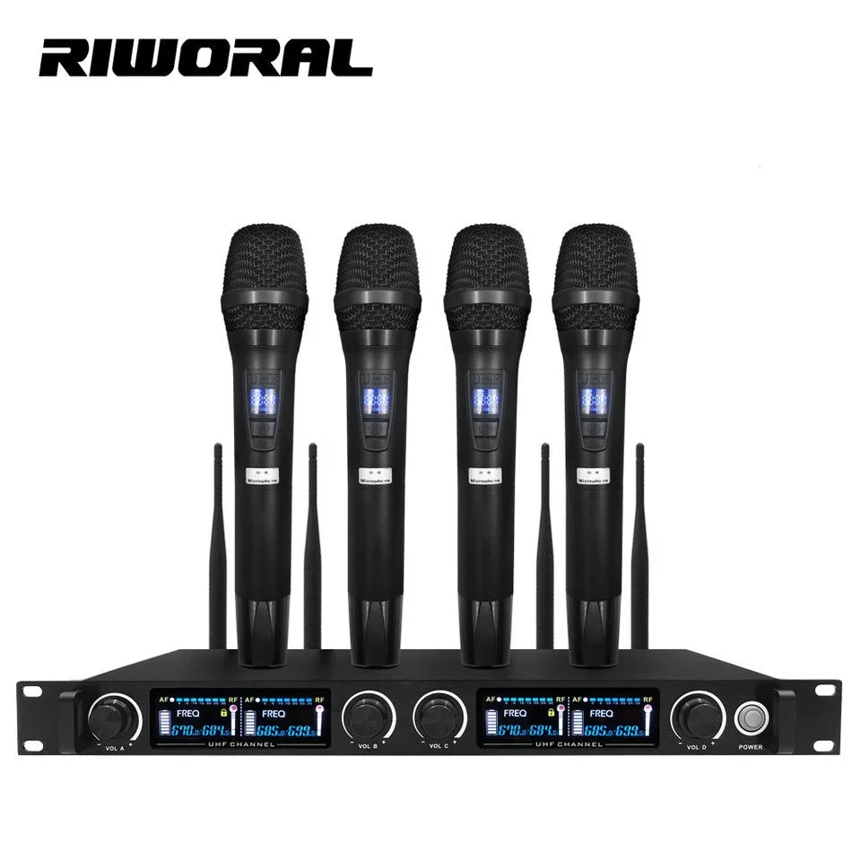 

SR4 Professional 4 in 1 Wireless Diversity Microphones UHF Microfono 4 Channel DJ Wireless Microphone System Mics