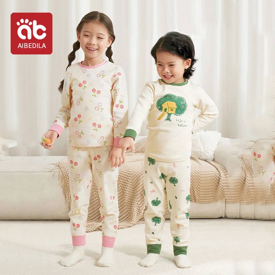 Children Thermal Clothing Sets Kids Autumn Winter Underwear Suit Girls Boys Pajama +Pants 2Pcs Teenager No Trace Warm Sleepwear