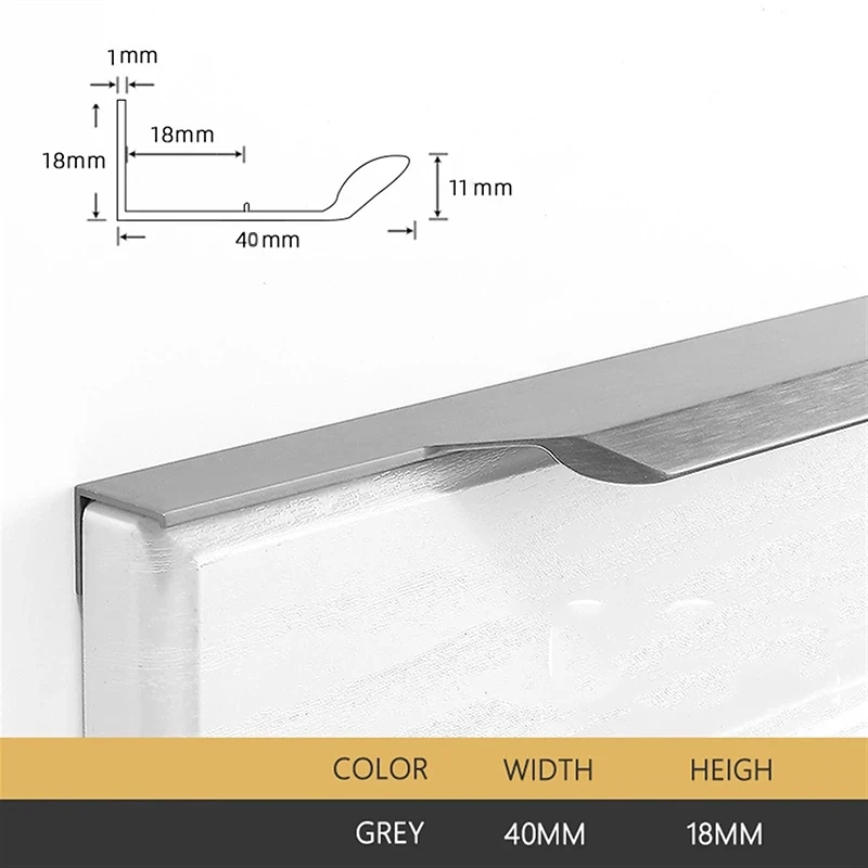 1 Pcs Invisible Long Handle Wardrobe Door Handle Drawer Kitchen Cabinet Handle 80-200mm Aluminum Alloy Furniture Cabinet Handle