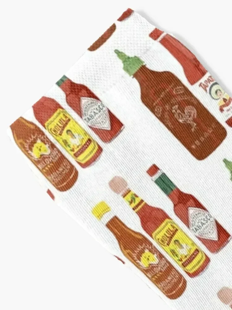 Spicy! Check out these hot sauces on white background Socks custom heated Male Socks Women's