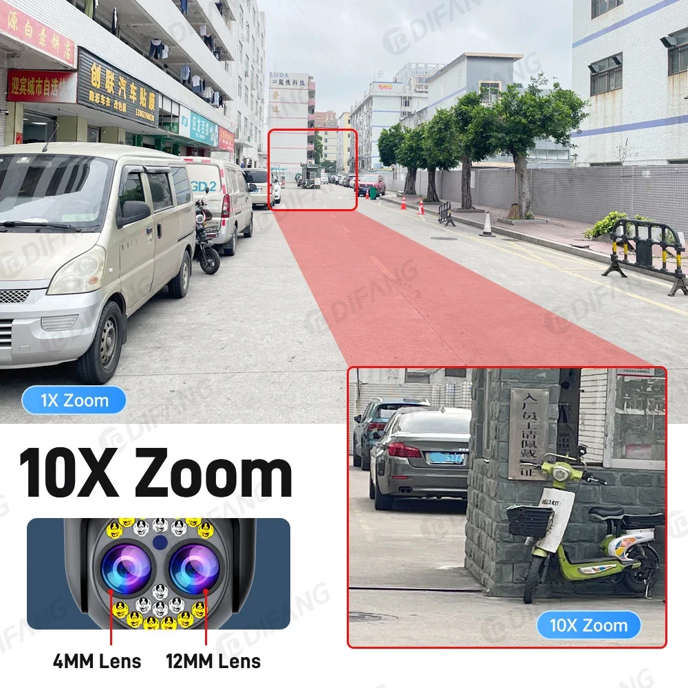 20MP 10K WiFi Security Camera Outdoor Four Lens Triple Screen 10X Zoom 360° PTZ CCTV Ai Surveillance Waterproof  Camera Yoosee