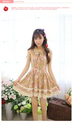 Vestido corto de algodón con estampado Floral, minivestido de encaje sin mangas con cinturón, Liz Lisa, Japón, ventas