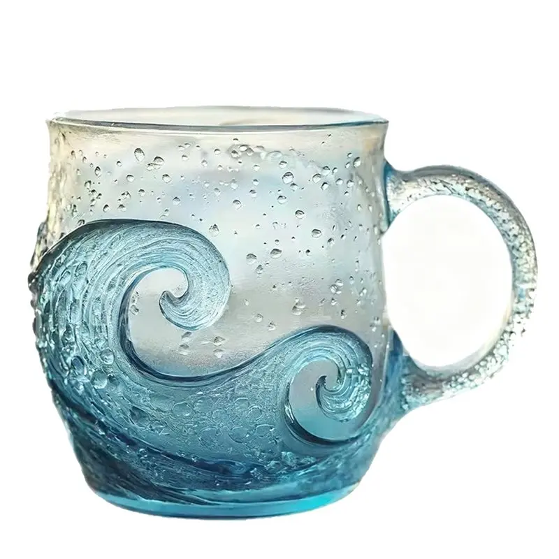 Gelas ABZV-Wave 12Oz, Gelas Bergelombang Bertekstur Idiografis Bertema Pecinta Pantai