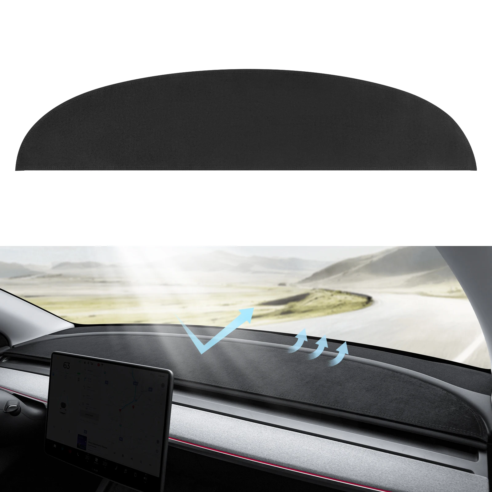 

Dashboard Cover Anti-Glare Suede Dashboard Pad for Tesla Model 3 2017-2023 and Model Y 2020-2025 Accessories