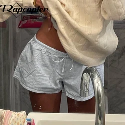 Rapcopter y2k Striped Casual Shorts Low Waisted Tie Up Streetwear Harajuku Shorts Women Summer Homewear Basic Clothes Vintage