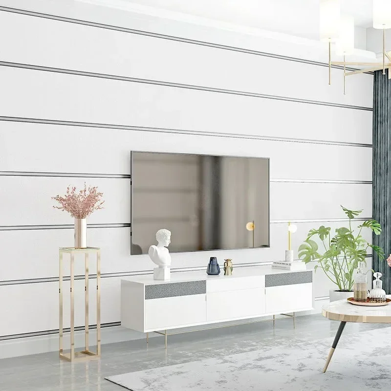 Imagem -02 - Simples Imitação de Pele de Veado Veludo Papéis de Parede Simples Tecido Não Tecido Listra Larga Sala Estar tv Fundo Decoração Papel de Parede