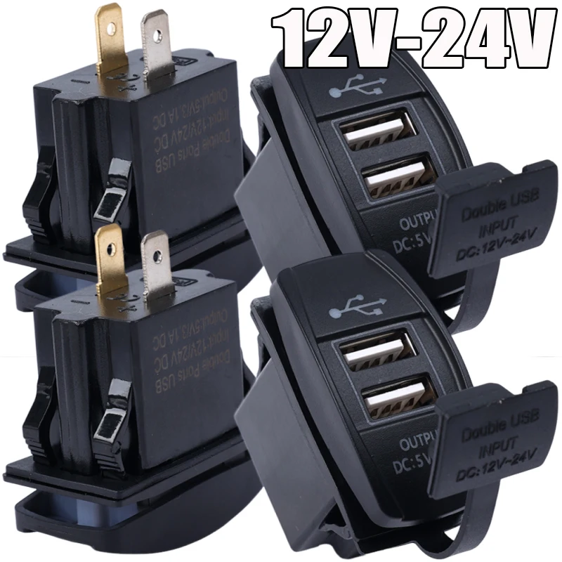 3.1A Dual USB Car Charger Socket Rocker Switch Waterproof Power Outlet for Car Boat Truck RV Marine Vehicles Rocker Switch Panel
