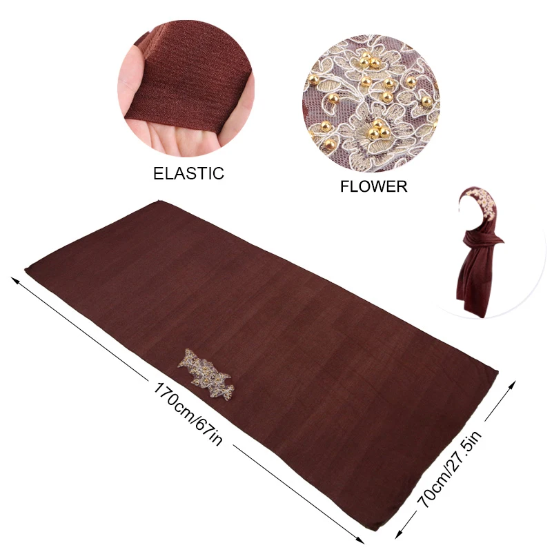 New Hijabs Muslim Islamic Scarf Scarves for Women Gold Glitters Beads Turban Ramadan Foulard Musulmane Femme Long Headscarf