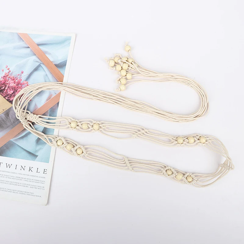 女性のボヘミアン織りウエストチェーン、シンプルなヴィンテージタッセルウエストバンド、多用途のファッション、ドレスデコレーションアクセサリー、女の子へのギフト