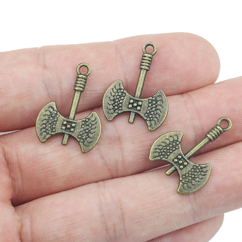 High Quality 10 Pieces/Lot 22mm*16mm Metal Diy Jewelry Making Charm Antique Bronze Hatchet Axe Charms