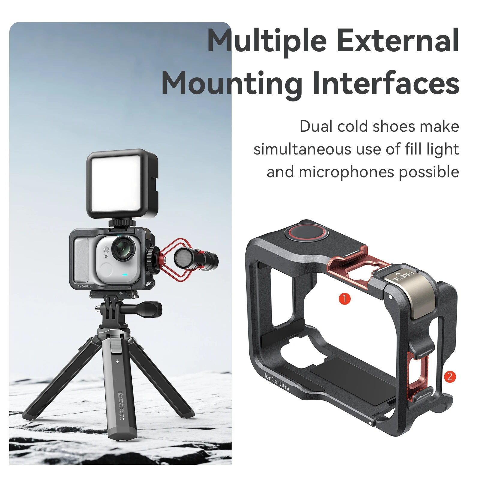 

Aluminum Alloy Protective Case for Insta360 GO Ultra - Metal Quick Release Frame, Anti-Drop Durable Action Camera Accessories