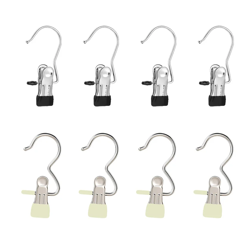 2/4/8Pcs Stainless Steel Clothespins Laundry Clothes Pegs Hook Portable Hanging Clothes Clip Wardrobe Clothes Organizer Hanger