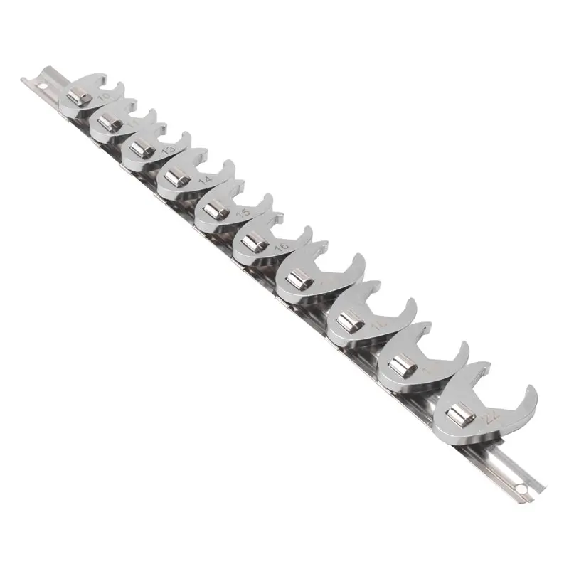ABVT-10Pcs 3/8Inch Drive Crowfoot Wrench 10 To 22Mm Metric SAE Imperial Chrome Plated Foot Open End Spanner