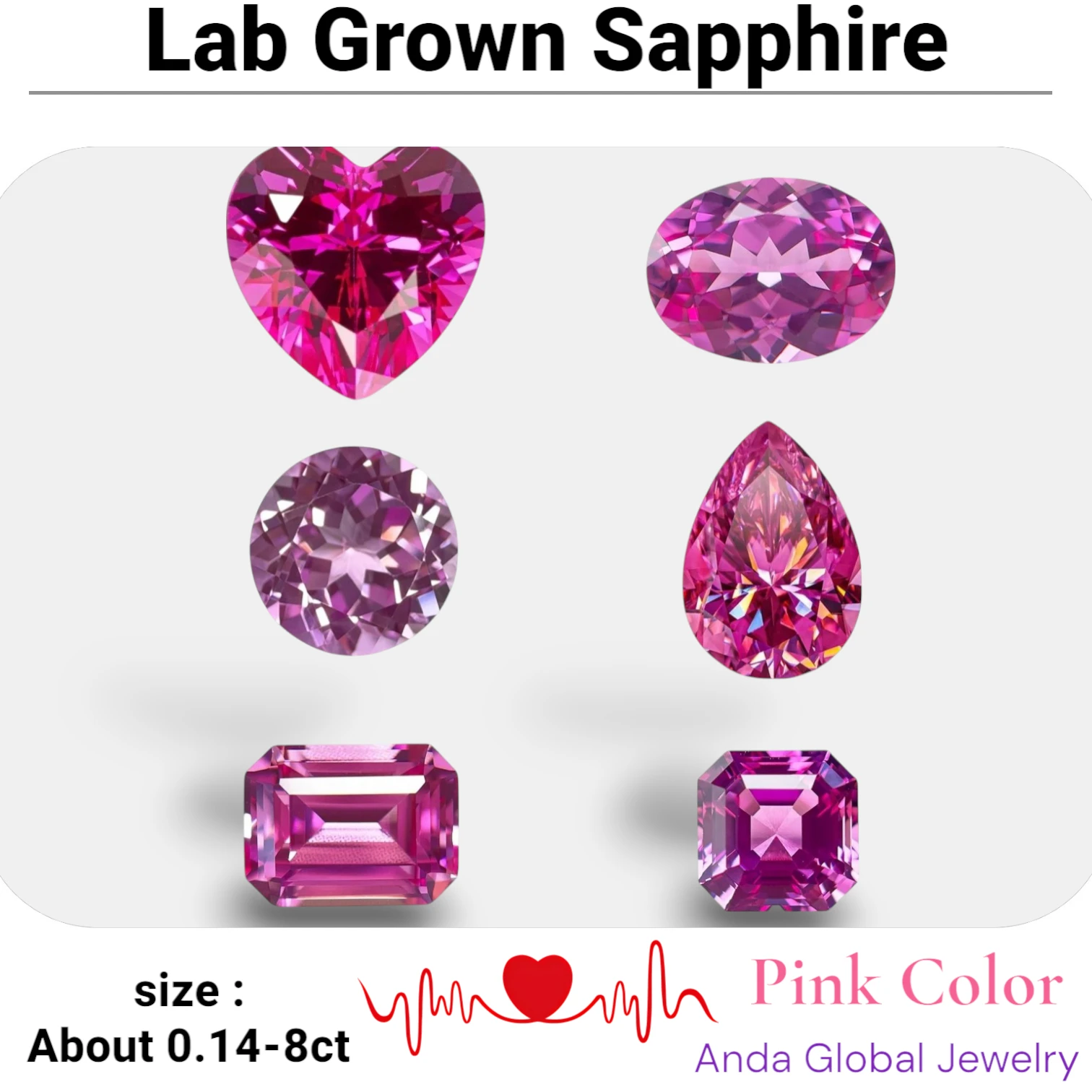 

Искусственный сапфир розового цвета для изготовления ювелирных изделий: колец, ожерелий, серег. Основные материалы с сертификатом GRA. Для повседневного использования.