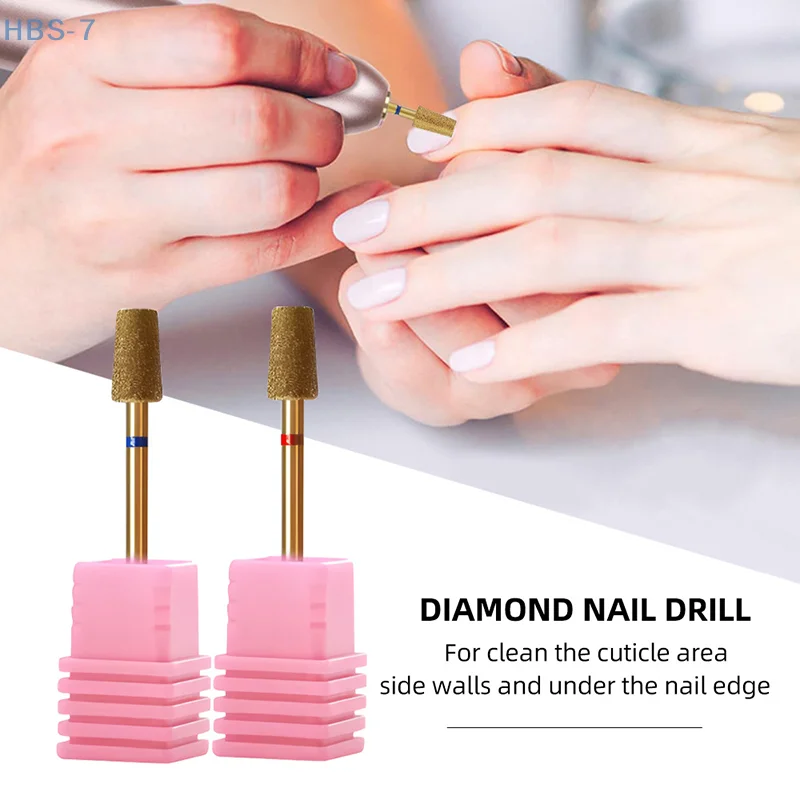 Broca de diamante banhada a ouro para unhas, cortadores rotativos para manicure, acessórios para remoção de gel, ferramentas para unhas