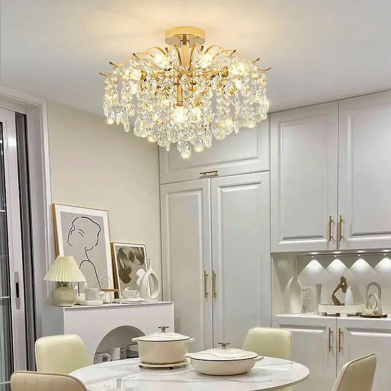Nordic Crystal Led Chandelier for Living Dining Room Kitchen Food Tables Bedroom Pendant Lights Home
