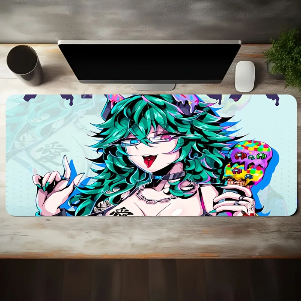 CIFBUY Rubber Mouse Pad Large Green Hair Cat Ear Girl Ice Cream Non Slip Washable Desk Mat for Office Home PC Gaming Decor
