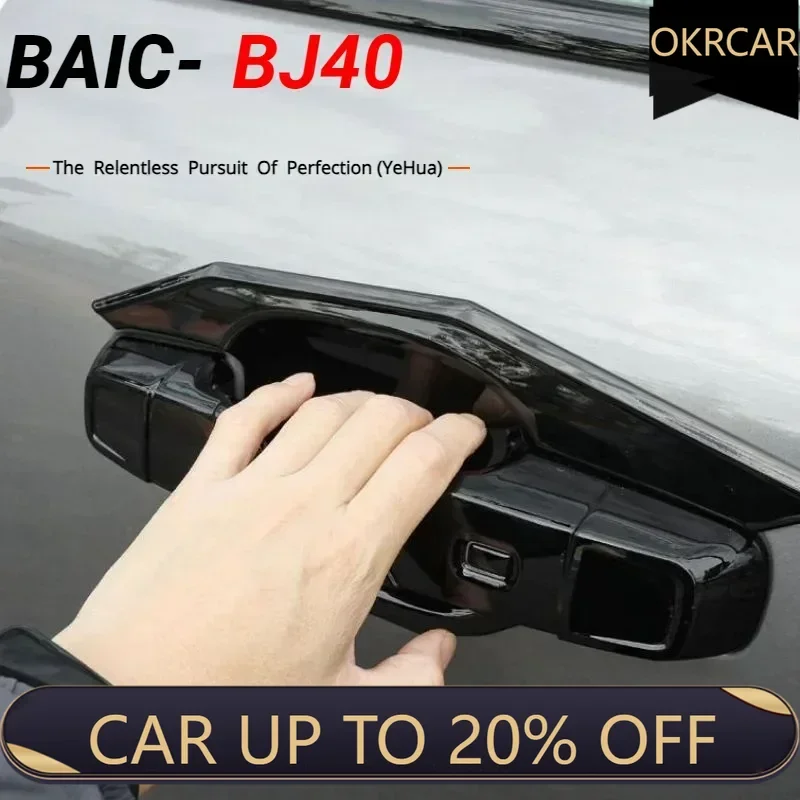 

Baic BJ40 2024 Handle Door Bowl Frame Modification Carbon Fiber Pattern Door Outer Handle Stick Protective Tailgate Wrist Cover