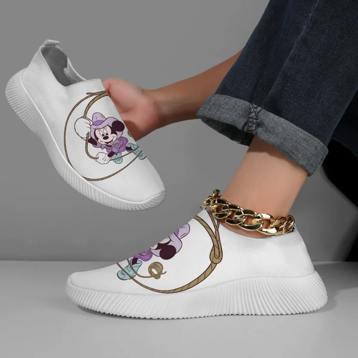 

Cartoon Disney Casual Sneakers New Loafers Flats Slip-On Casual Soft Outsole Breathable Sneakers Women Daily Leisure Shoes