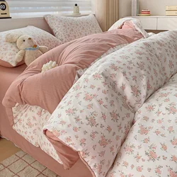 Beautiful Bed Set Floral Duvet Cover Bed Linen Sheet Pillowcase Bedding Big Leaves Quilt Cover Full Queen King Size for Children